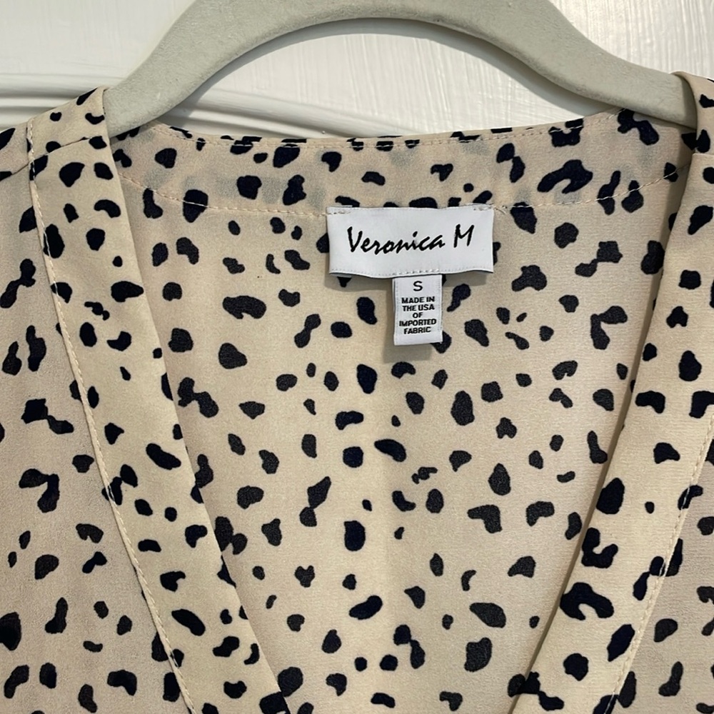 Animal print, long sleeve V-neck blouse